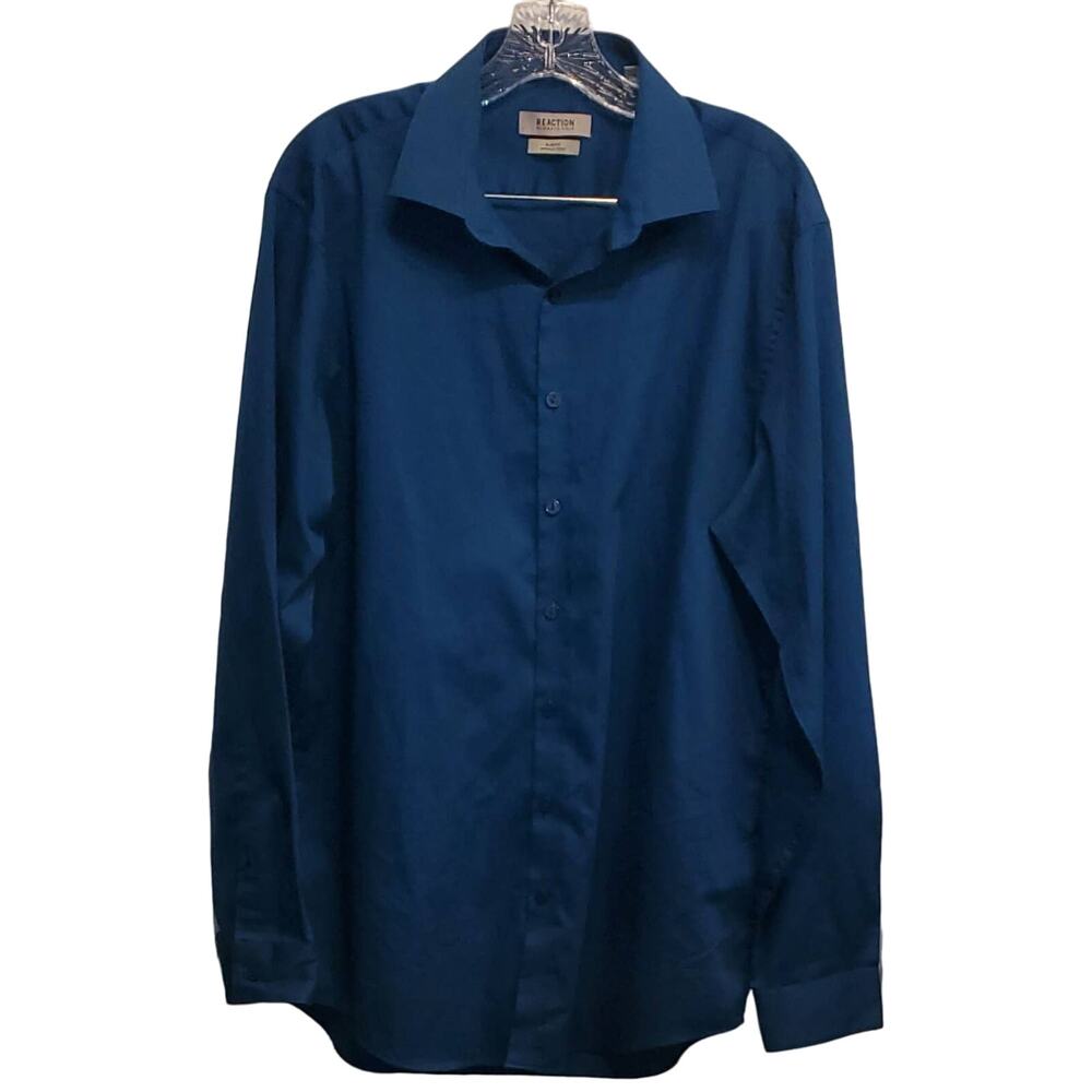 Reaction Kenneth Cole Button Down Long Sleeve Slim Fit Wrinkle Free Shirt Large
